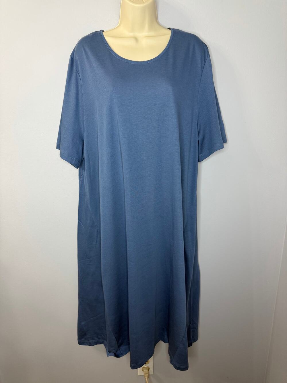 Gudrun Sjoden Cotton Blend Short Sleeve Dress Blue‎ Relax Casual Women's XXL